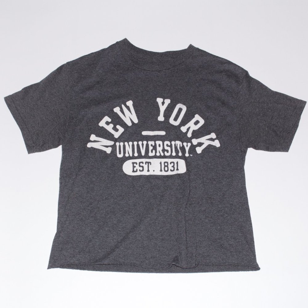MV Sport | Cropped New York University Tee | Heathered Grey